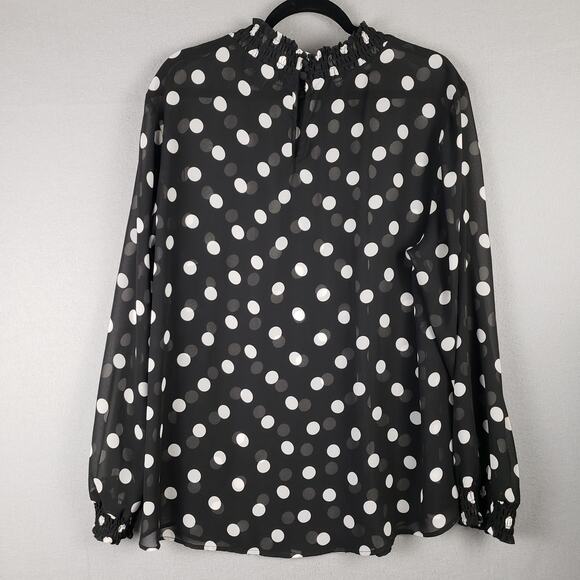 Torrid Size 2X Chiffon Polka Dot Blouse Black White Semi Sheer Office Casual‎ - Picture 2 of 11